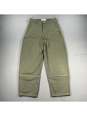 Everlane Utility Barrel Pant Dark Moss Organic Cotton High Rise Green Size 2
